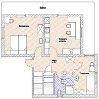 grundriss appartement 2 für 3 bis 5 personen