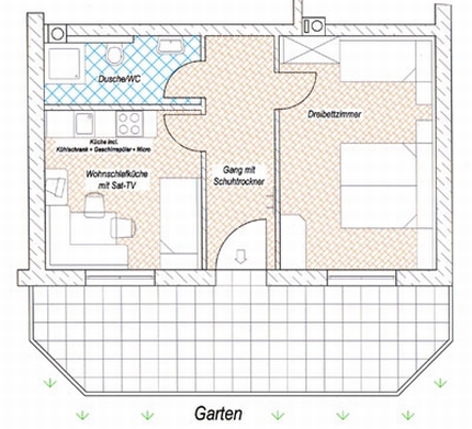 grundriss appartement für 2 bis 5 personen im appartements huber kappl